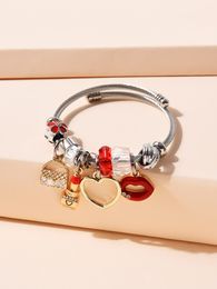 Lip Heart Charm Bangle Trendy bracelet Statement bracelet