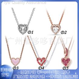 Designer pandoras necklace Panjiadora White Copper Silver Plated Shining Pink Heartshaped Personalized Clavicle Chain Diy Accessories Basic Chain Necklace Fema