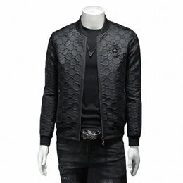 european stati men's jacket fall new tide brand fi embroidered baseball collar coat men's casual thin top black 57Dd#