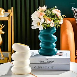Vases 1PC Desktop Decors Decoration Modern Twisted Tall Ceramic Spiral Flower Vase Decor Creative High Living Room