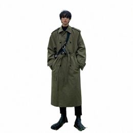 2023 Korean Trend Men's Loose Solid Colour Casual Single-breasted Overcoat Autumn Winter Fi New Lg Sleeve Lg Coat A76 O7Du#