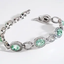 Charm Bracelets 11.11 Women Bracelet 2024 Made With Crystals From Austria Luxurious Geometric Oval Bangle Girl Wrist Accessories Bijoux