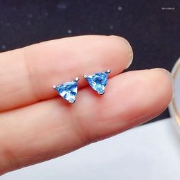Stud Earrings 925 Silver Triangle Gemstone 5mm Natural Topaz For Daily Wear Sterling
