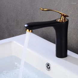 Bathroom Sink Faucets Basin Faucet Baking Solid Brass Black/White Mixer Tap And Cold Total
