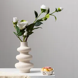 Vases Dimon Simple Spiral Shapes White Ceramic Desktop Table Center Vase Gift For Wedding