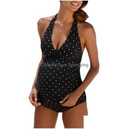 Maternity Swimwears Women Swimwear One Piece Tankinis Dot Print Bikinis Swimsuit Beachwear Bathing Suit Swim Wear Drop Delivery Baby Dh1Ar