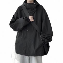 spring Casual Hooded Jackets For Men Streetwear Waterproof Cargo Men's jacket Loose Oversize Fi Jackets For Women G36x#