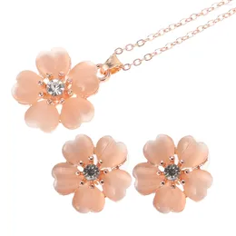 Necklace Earrings Set Chain Flower Charm Pendant Dangle The Flowers Cherry Bride Necklaces