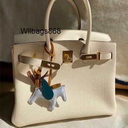 Totes Women Handbag BK L Handmade Bag 25/30 French Original Togo Leather Milkshake White Handbag Womens Genuine Leather