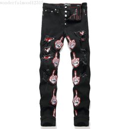Hip Hop Jeans Designer Jeans Mens Ripped Jeans Men Knee Skinny Straight Size 29-38 Denim High Street 36