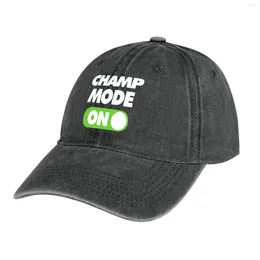 Berets Champ Mode ON Funny Sports Saying Cowboy Hat Hip Hop Party Women's Men's