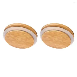 Dinnerware 2 Pcs Household Bamboo And Wood Sealing Cover Cutting Board Clear Jar Silica Gel