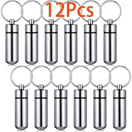 Keychains 12Pcs Mini Box Keychain Waterproof Aluminum Geocaching Container Tube For Outdoor Camping Travel