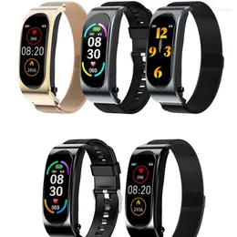 Armbanduhren, multifunktionaler Farbbildschirm für Damen, Anrufe können Telefon entgegennehmen, Herren-Sport-Smart-Armband, Bluetooth-Kopfhörer 2-in-1