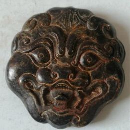 Sculptures Chinese Natural Jade Hetian Yuhongshan Culture Hand Carved Tiger Head Pendants