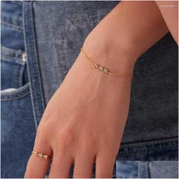 Charm Bracelets Simple Chain Vintage Style Gold Colour Rhinestones Fashion Accessory Jewellery Adjustable Bangles Daily Office Drop Deliv Otwof