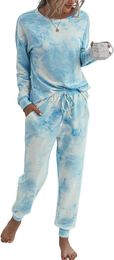 Damskie barwniki dwustronne piżamę Zestaw Pajamy Szybkość spornej odzieży sportowej w połączeniu z długimi spodniami do noszenia domowego 1 fxcc