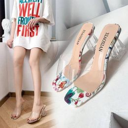 Slippers Women's And Ladies Sandals Sexy Green Shoes Open Toe Summer 2024 Transparent Heeled Slides Clear On Offer Style Vip
