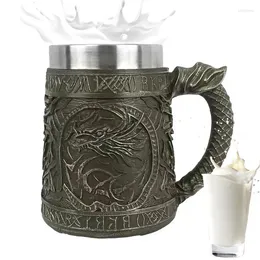 Mugs 304 Stainless Steel Inner Coffee Resin Beer Mug 600ml Dragon Design For Men Water Dispenser Bar Restaurant