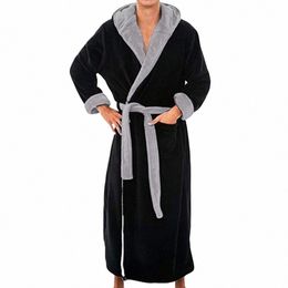 plush Bathrobe Luxurious Men's Hooded Bathrobe with Adjustable Belt Ultra Soft Absorbent Male Robe with Pockets for Ultimate c1vQ#