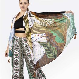 Pashmina Style Cover Digital Print Kashmiri Tippet Shawls Summer Beach Shawl for Women