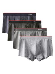 MiiOW 4Pcs Cotton Mens Boxer Underwear AAA Antibacterial Man Boxershorts Seamless Striped Men Underpants Male Short 240320