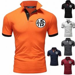 new men's fi lapel color short -shirt T shirt seven drag balls print casual shirt T shirt f1gn#