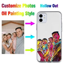 Customize Photo As Oil Painting Hollow Clear Soft Phone Case for Iphone 15 14 ProMax 13 12 Mini 11pro Se2 7 8plus X XS XR Xsmax
