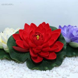 Decorative Flowers Artificial Red Fake Lotus Lily Leaf Water POOL Floating Pond Wedding Decoration Garden 17CM B12