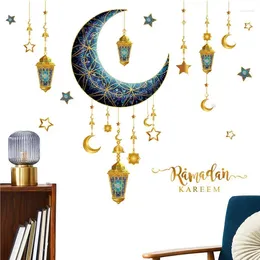 Party Decoration Eid Wall Decals Moon Star Window Clings DIY Self Adhesive Stickers Decorations For Bedrooms Doors