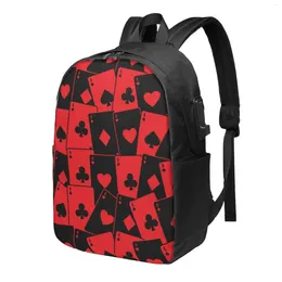 Backpack Red Poker Card Classic Basic Canvas School Casual Daypack Office For Men Women