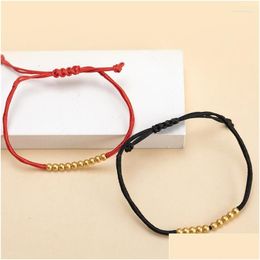 Charm Bracelets 2Pcs Copper Bead Red Black String Braided Bracelet Sets For Men Women Rope Chain Couples Jewelry Gifts Drop Delivery Otrwv