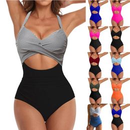 Women's Swimwear 2024 Swimsuit Sexy Cut Out With Waistband High Waist Front Lace Up Men's Running Shorts Thong