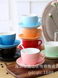 Cups Saucers Ear Hanging Coffee Ceramic European Cup Set Single Piece Cappuccino 180cc Floral And Plate