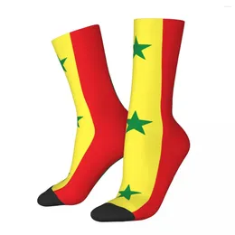 Men's Socks Casual The Flag Of Senegal Skateboard Polyester Middle Tube For Unisex Non-slip