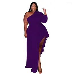 Plus Size Dresses For Woman Party Elegant One Shoulder Maxi Dress Sexy High Waist Fashion Outfit Special Occasion Wear