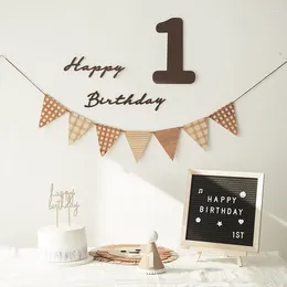 Party Decoration Baby 1st Birthday Number Set Backdrop Decora Kids Happy Po Prop Wooden Banner