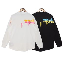 Angels Letters Tshirt Spray Angel Long Sleeve Men Oversized Tee Shirts Loose Fit Print Collar Males Blouse Pullover 240315