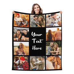 Custom with Personalized Text Blankets Adult Customized for Dad Mom Soft Fleece Throw Blanket Mother s Day Anniversary Valentine Photos