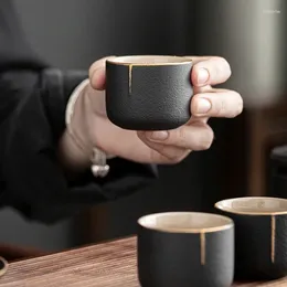 Cups Saucers Japanese Zen Style Small Tea Cup Master Men's High-end Retro Single Black Pottery Set