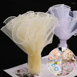 Decorative Flowers 28cmx1M Flower Wrapping Paper Wave Yarn Florist Bouquet Packaging Lace Mesh Gift Supplies
