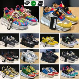 Chain Reaction Designer Shoes For Men Women Platform Sneakers Rubber Suede Triple Black White Bluette Gold Red Brown Orange Blue Mens Fashion Thick Bottom Sneakers