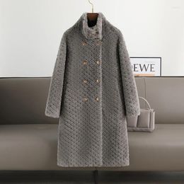 Women's Fur Haining Lamb Grass Coat For Youth Leather And Wool Integrated Winter Clothing Sheep Cut Fleece Medium Length