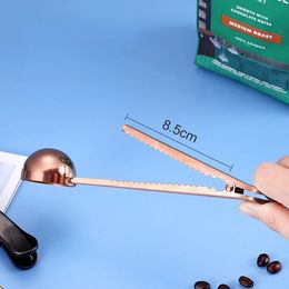 NEW Two-in-one Coffee Clip Spoon Multifunctional Food Sealing Bag Mouth Clip Spoon Kitchen Gold Accessories Recipient Cafe Decor