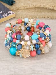 4pcs Heart Shaped Pendant Vintage Style Bracelet