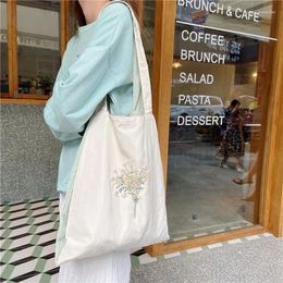 Bag Polyester Girls Student Shoulder Bags Vintage Embroidery Flower Women Double Layer Vest Ladies Shopping Handbags Casual Tote