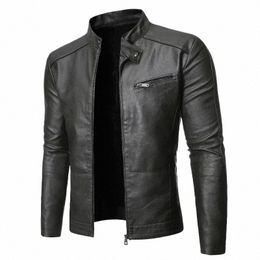 2023 PU Casual Leather Jacket Men Spring Autumn Coat Motorcycle Biker Slim Fit Outwear Male Black Blue Clothing Plus Size S-3XL Z6ui#