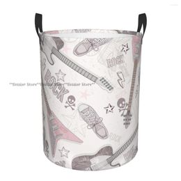 Laundry Bags Foldable Basket For Dirty Clothes Cute Guitars Shoes Skulls Stars Storage Hamper Kids And Baby Home Organiser