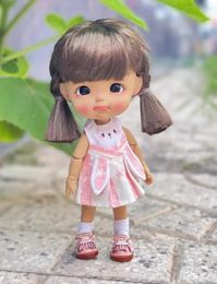 STODOLL with Makeup Betty Ob11 PVC Head Bjd Original Play Handmade Gift Spot Postage All Burned Muscles Doll 14cm 240313