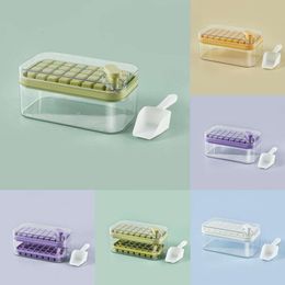 2024 Ice Cream Tools Ice Cube Tray One-Click Fall Off Easy-Release 32 Cavity Silicone Ice Mould For Cocktail Ice Cube Maker With Storage Box Ice Tray